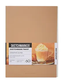 Купить Скетчбук А5 60 л "Sketchmarker" Graphic&Ink белый, 140г/м2, кремовая бумага + 40 л бежевый, 200г/м2, белый офсет,  мягк. обл. — Фото №1