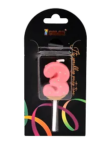 Купить Свеча для торта Цифра 3 Глазурь розовая (4см) (блистер) (12-7color-candle_3) — Фото №1