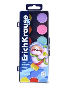 Купить Краски акварельные 12цв "Kids Space Animals Neon+Pastel" пл/к., б/к., ERICH KRAUSE — Фото №1