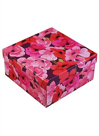 Коробка подарочная Красные цветы коробка подарочная единорог 17 17 17см голография картон
