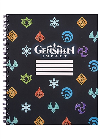 Тетрадь 96л кл. Logo Genshin Impact тетрадь genshin impact logo 48 листов