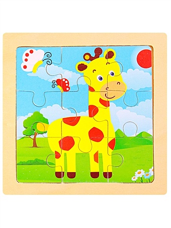 Деревянная пазл-рамка Жираф, 9 элементов деревянная игрушка пазл для детей алфавит и цифры