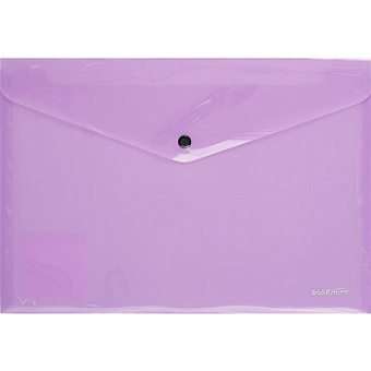 Папка-конверт А4 на кнопке Glossy Vivid полупрозрачн.пластик, фиолетовый, Erich Krause