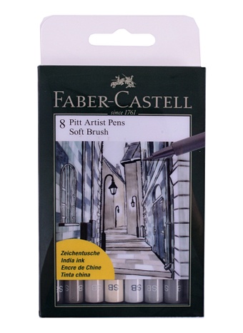 Капиллярные ручки Pitt Artist Pen Soft Brush, в пласт упаковке, 8 шт. цена и фото