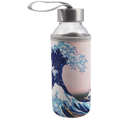 цена Бутылка в чехле с цветом Кацусика Хокусай Большая волна (300мл) (стекло)
