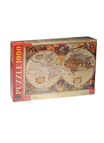 Пазлы 1000 А2ф Старинная карта мира (1000П32_14500) (45х68см) (12+) (Hatber) (коробка)