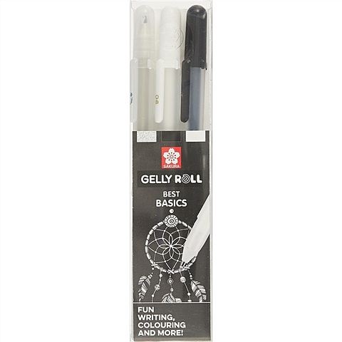 Набор гелевых ручек Gelly Roll 3шт. (белая, черная, прозрачная), Sakura ручка гелевая sakura gelly roll 0 4мм белый xpgb 50