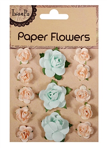цена Цветы Paper Flower, 3+10 , голубые и персиковые