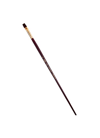 Кисть художественная №8 Вернисаж, синтетика бордовая, плоская, длинная ручка, Гамма