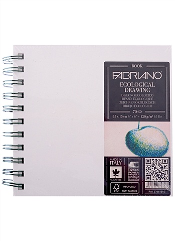 Блокнот для зарисовок 15*15см 70л EcologicalDrawingBook спираль, 120г/м2, Fabriano