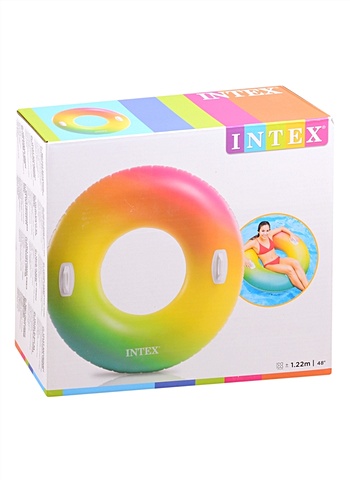 Круг надувной для плавания Водоворот цветов INTEX (122 см) надувной круг intex color whirl 122 см с держателями и58202