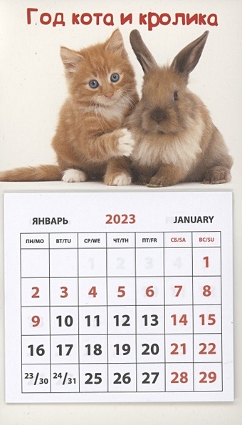 Календарь магнитный на 2023 год Кота и Кролика