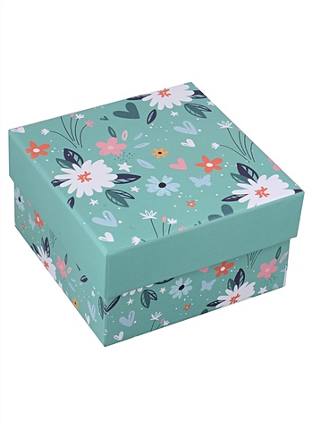 коробка подарочная ананас 13 13 6 5 картон квадрат Коробка подарочная Цветы 13*13*7,5см, картон