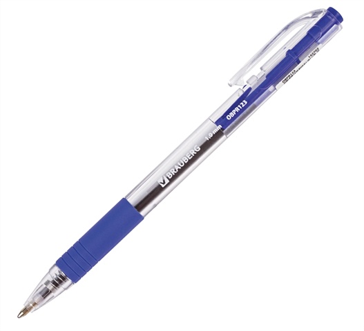 Ручка шариковая масляная синяя Click автомат. с грипом, узел 1мм, линия 0,5мм, BRAUBERG