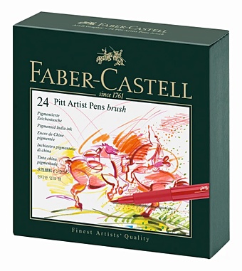 Ручки капиллярные Pitt Artist Pen Brush ассорти, 24 шт., студийная коробка, Faber-Castell цена и фото