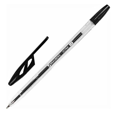 Ручка шариковая черная ULTRA узел 1,0мм, BRAUBERG ручка шариковая construction мультиинструмент черная