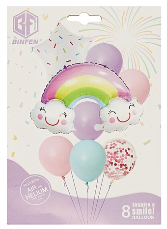 композиция из воздушных шаров на день рождения с цифрой Набор воздушных шаров (композиция) Радуга, звездочка, 6 овальных (8шт)