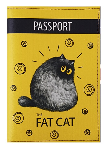 обложка для паспорта кот космонавт astro cat пвх бокс Обложка для паспорта Fat cat (кожа) (ПВХ бокс)
