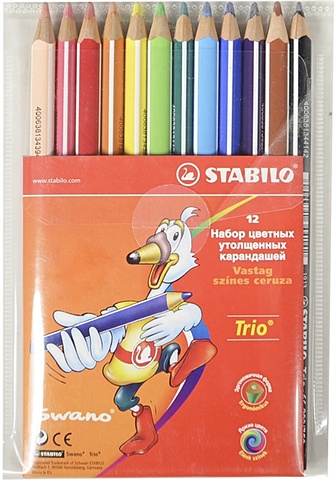 Карандаши цветные TRIO, 12 цв., STABILO набор цветных карандашей stabilo 12 цветов