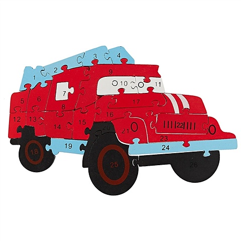 Деревянный пазл «Пожарная машина» деревянный пазл пожарная машина детский развивающая игрушка 10 элементов