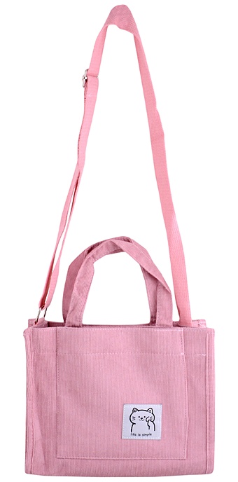 Сумка мини-шоппер с кнопкой кросс-боди розовая (вельвет) (25х23) сумка шоппер с кнопкой мятная вельвет 33х31