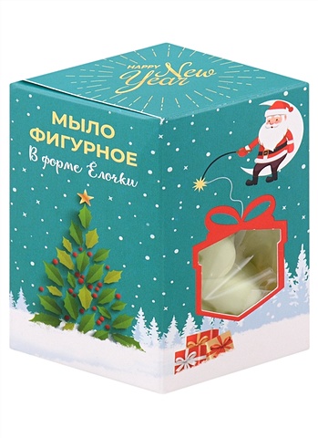 мыло фигурное 60 г елочка Новогоднее мыло в подарочной коробочке с Дедом Морозом Елочка (60 г) (ZT06038225)