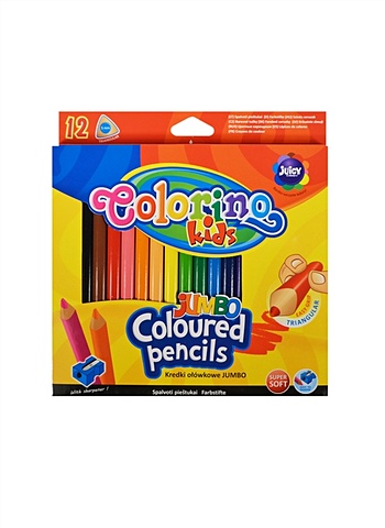 Карандаши цветные 12цв Colorino kids JUMBO трехгранные, к/к, подвес, Colorino мелки цветные 06цв jumbo к к подвес colorino