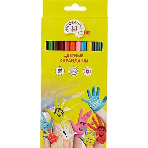 Цветные карандаши «Рисовашка», 12 цветов фломастеры рисовашка 12 штук