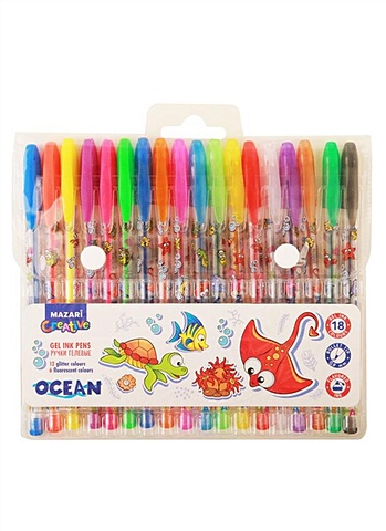 Ручки гелевые 18цв OCEAN, с ароматизированными чернилами, блистер, подвес, MAZARI ручки гелевые со стираемыми чернилами 0 5 мм 85 шт компл