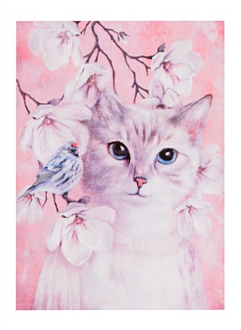 Алмазная мозаика "Кошечка у цветущего дерева", 30 х 40 см