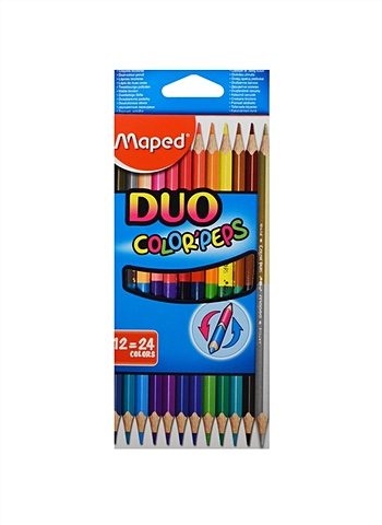 Карандаши цветные COLORPEPS двусторонние, 12 штук карандаши цветные с ластиком maped colorpeps oops 12 цветов