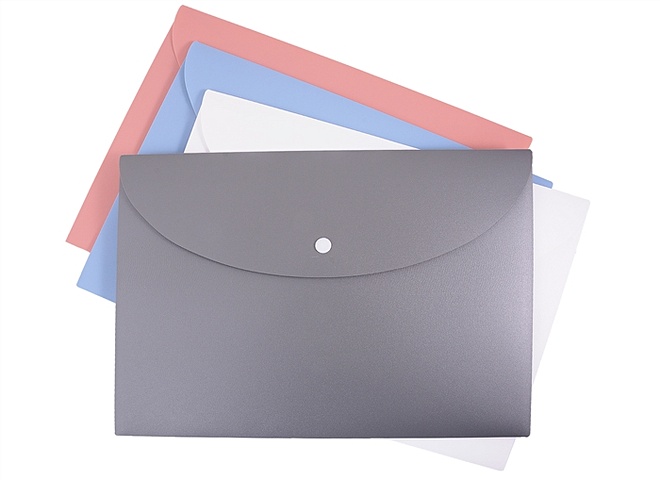 Папка-конверт А4 на кнопке, пластик 0,45мм, ассорти папка конверт а4 на кнопке pastel пластик 0 18мм ассорти