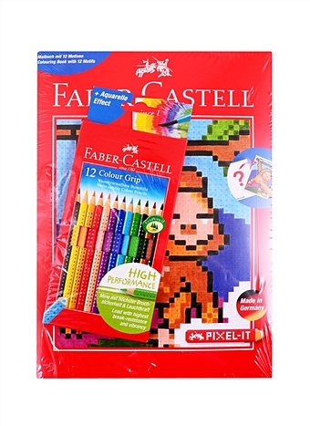 карандаши цветные 30цв junior grip трехгранные точилка к к подвес faber castell Карандаши цветные 12цв Grip, с раскраской, трехгран., подвес, Faber-Castell