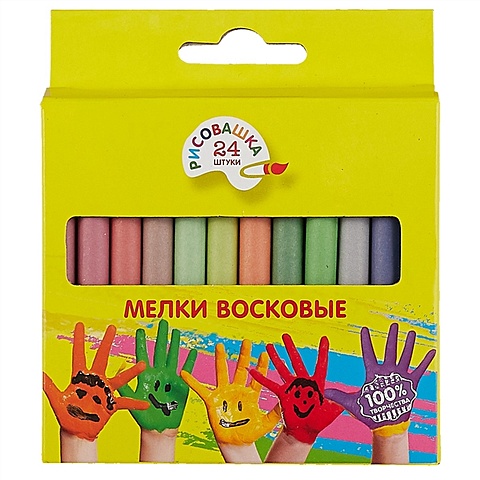 Восковые мелки «Рисовашка», 24 цвета ножницы мини детские рисовашка