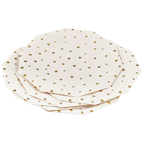 набор бумажных тарелок золотые звёздочки 18 см Набор бумажных тарелок «Золотые звёздочки», 18 см