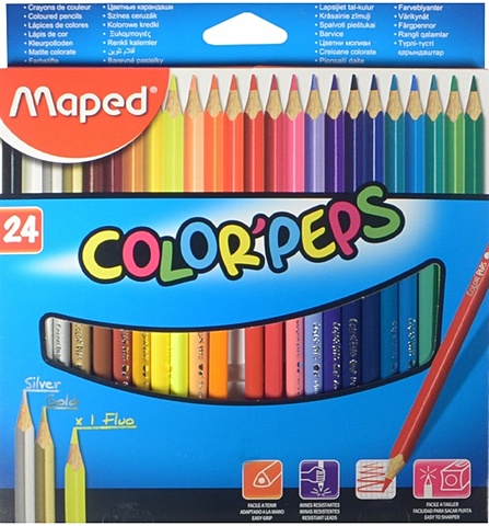 Карандаши цветные Color peps, 24 цвета, Maped карандаши цветные maped color peps pastel 12 цветов