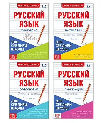 Шпаргалки для средней школы. Набор Учим русский язык. Книги-шпаргалки (комплект из 4 книг) 