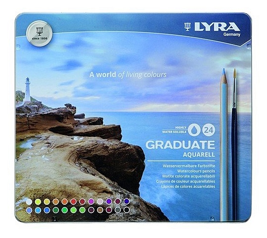 Набор цветных карандашей 24цв. акварельные цветные карандаши LYRA GRADUATE AQUARELL гексагональные