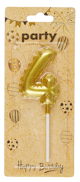 Свеча для торта Цифра 4 Воздушный шар (6см) (золото) (блистер) свеча для торта цифра 2 воздушный шар 6см золото блистер