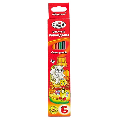 Цветные карандаши Гамма «Мультики», 6 штук
