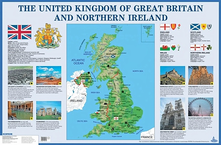 Великобритания. The United Kingdom of Great Britain and Northern Ireland. Нагляд плакат государственная символика россии а2