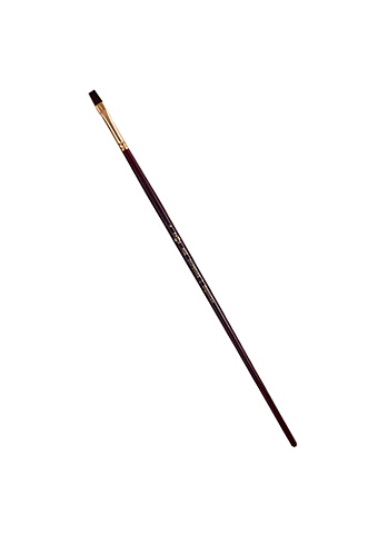 Кисть художественная №6 Вернисаж, синтетика бордовая, плоская, длинная ручка, Гамма