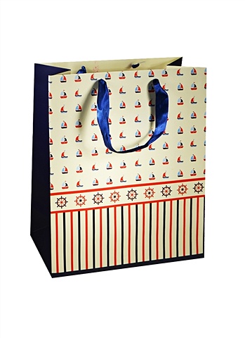 пакет подарочный бумажный а4 basic нейтральный Пакет подарочный бумажный А4 26*32*12 Морской стиль,нейтр., разноцвет., мат. ламинат, Хансибэг