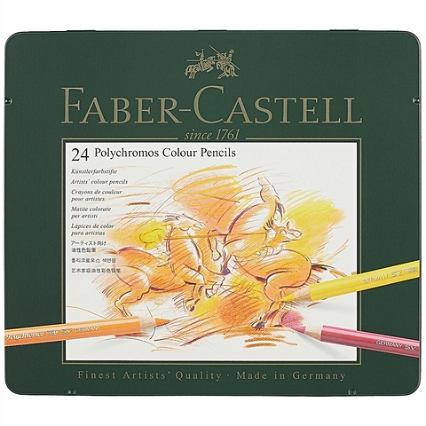 Цветные карандаши POLYCHROMOS®, набор цветов, в металлической коробке, 24 шт. карандаши художественные набор faber castell polychromos® 60 цветов в металлической коробке