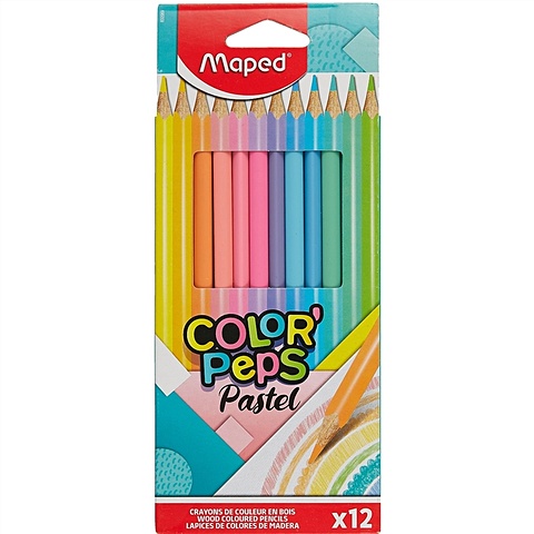 Карандаши цветные 12цв COLOR PEPS PASTEL трехгранные, к/к, подвес, MAPED карандаши цветные 72цв color peps star трехгранные к к подвес maped
