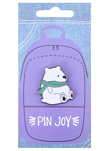 Значок Pin Joy Белый медведь с шарфом (металл) фотографии