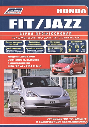 Honda Fit / Jazz. Модели 2WD&4WD 2001-2007 гг. выпуска с двигателями L13A (1,3 л.), L15A (1,5 л.). Руководство по ремонту и техническому обслуживанию