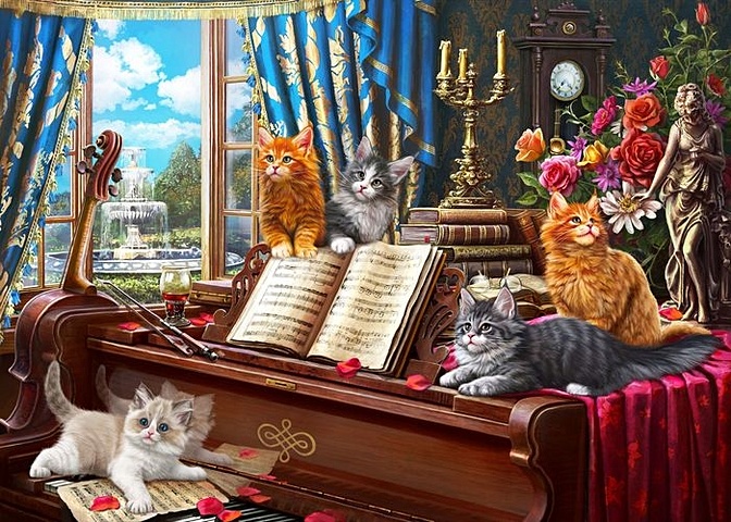 Холст с красками по номерам 40х50см ТМ Рыжий кот Котята на рояле Х-9011 холст с красками по номерам 40х50см тм рыжий кот котята в цветах х 9001