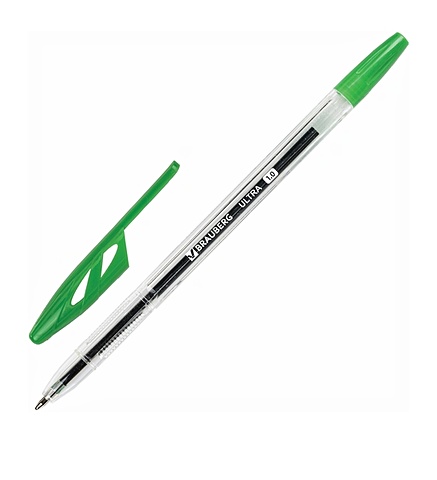 цена Ручка шариковая зеленая ULTRA узел 1,0мм, BRAUBERG