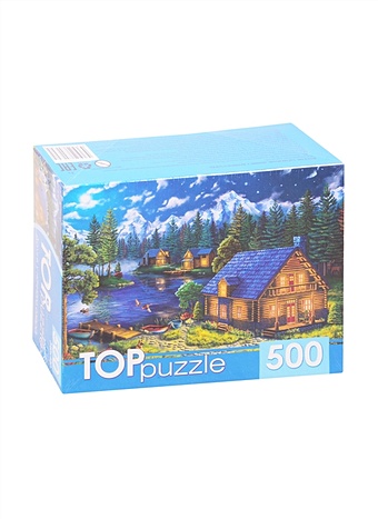 puzzle 500 элементов домик у горного озера п500 4129 1шт Пазл Домик у ночного озера, 500 элементов